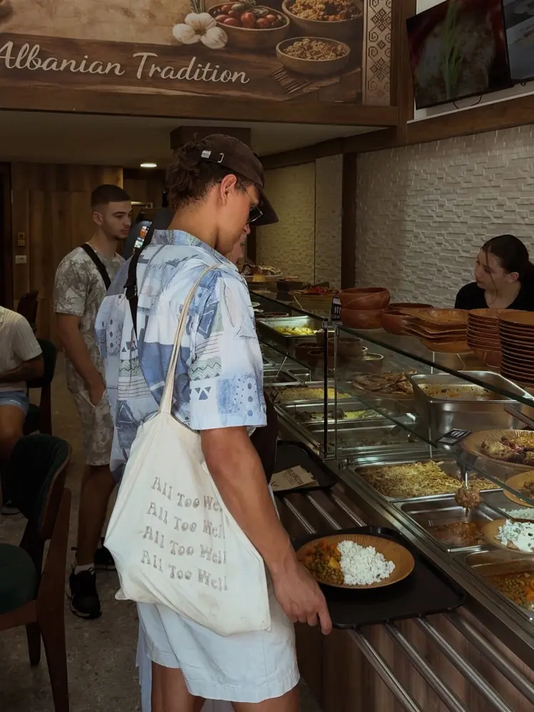 A guest choosing at the counter